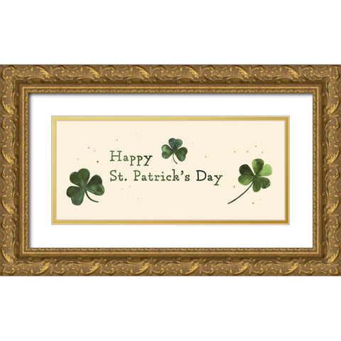Gilded Shamrock Collection D Gold Ornate Wood Framed Art Print with Double Matting by Borges, Victoria