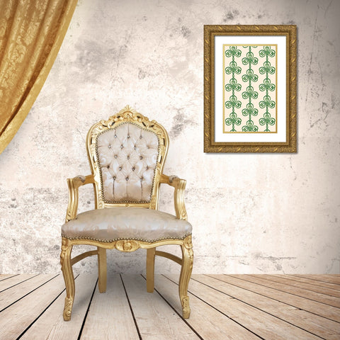 Gilded Shamrock Collection E Gold Ornate Wood Framed Art Print with Double Matting by Borges, Victoria