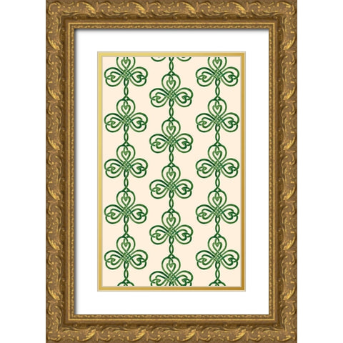 Gilded Shamrock Collection E Gold Ornate Wood Framed Art Print with Double Matting by Borges, Victoria