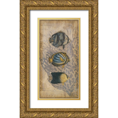 Ocean Trilogy I Gold Ornate Wood Framed Art Print with Double Matting by Vision Studio