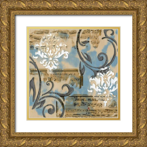 Notes and Scrolls I Gold Ornate Wood Framed Art Print with Double Matting by Goldberger, Jennifer