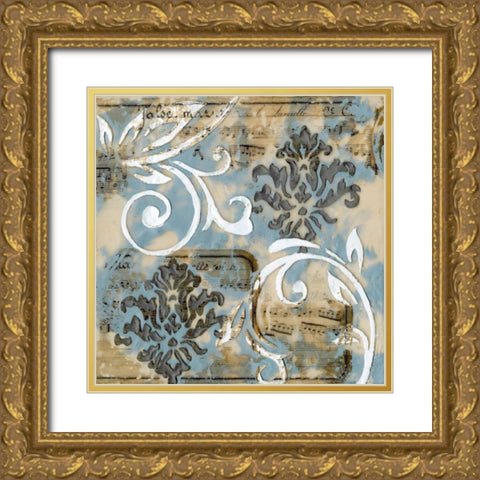 Notes and Scrolls II Gold Ornate Wood Framed Art Print with Double Matting by Goldberger, Jennifer