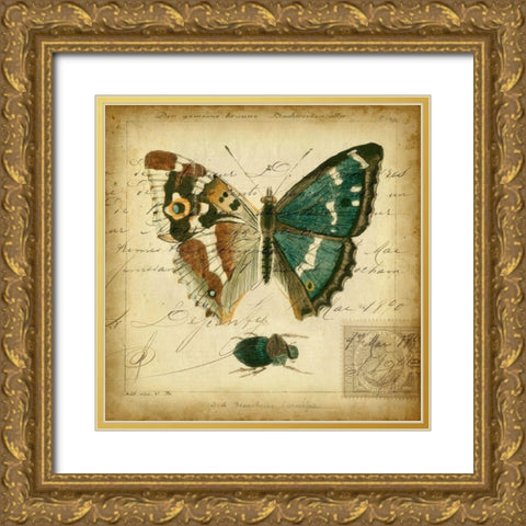 Custom Postscript Butterfly II (GC) Gold Ornate Wood Framed Art Print with Double Matting by Vision Studio