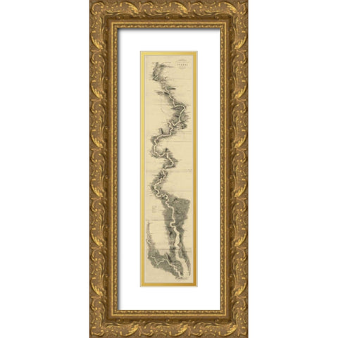 Panoramic Map of the Thames Gold Ornate Wood Framed Art Print with Double Matting by Tombleson