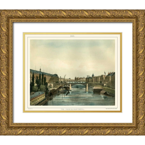 Vue Du Pont Royal Gold Ornate Wood Framed Art Print with Double Matting by Unknown