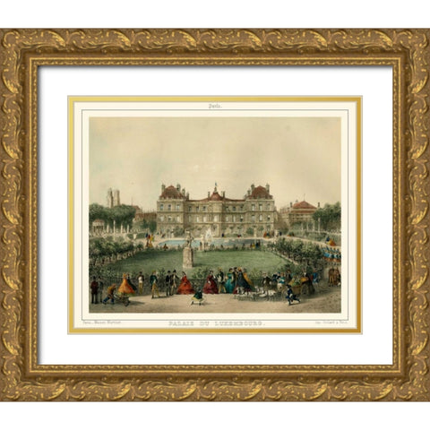 Palais Du Luxembourg Gold Ornate Wood Framed Art Print with Double Matting by Unknown