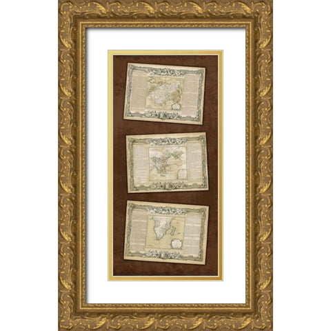 Weathered Maps I Gold Ornate Wood Framed Art Print with Double Matting by Vision Studio