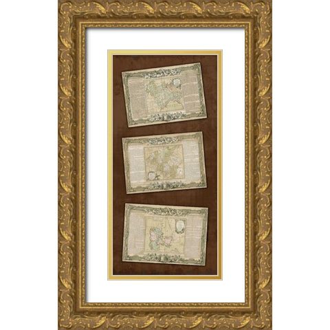 Weathered Maps II Gold Ornate Wood Framed Art Print with Double Matting by Vision Studio