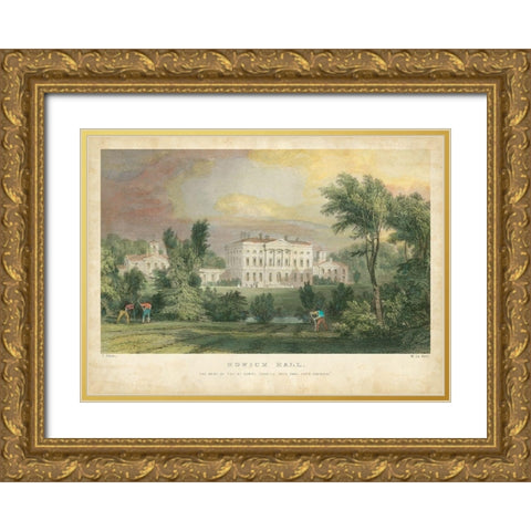 Howick Hall Gold Ornate Wood Framed Art Print with Double Matting by Allom, T.