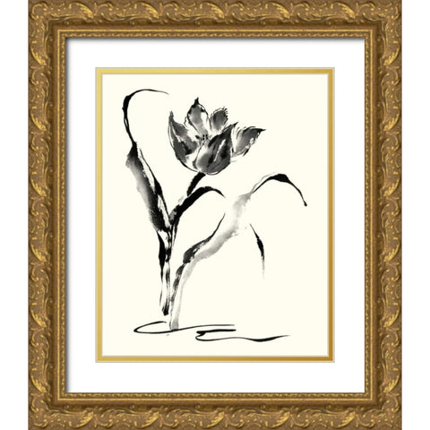 Studies in Ink - Tulip Gold Ornate Wood Framed Art Print with Double Matting by Rae, Nan