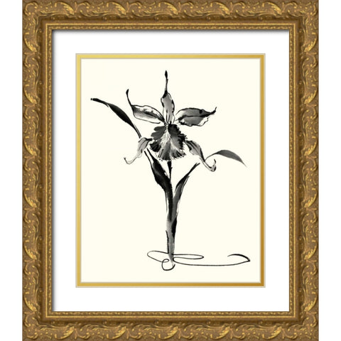 Studies in Ink - Cattleya Gold Ornate Wood Framed Art Print with Double Matting by Rae, Nan