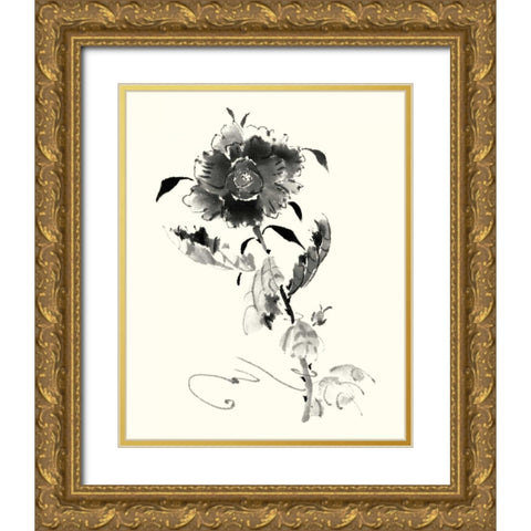 Studies in Ink - Rose I Gold Ornate Wood Framed Art Print with Double Matting by Rae, Nan