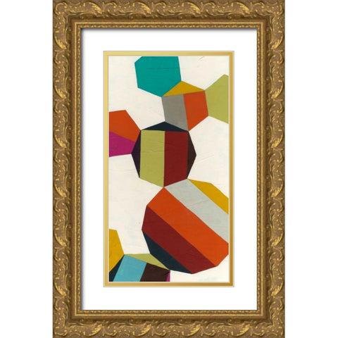 Poly-Rhythmic V Gold Ornate Wood Framed Art Print with Double Matting by Vess, June Erica