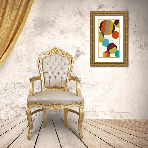 Poly-Rhythimic VI Gold Ornate Wood Framed Art Print with Double Matting by Vess, June Erica