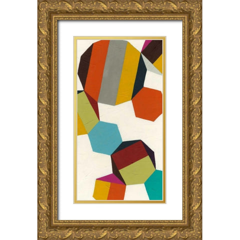 Poly-Rhythimic VI Gold Ornate Wood Framed Art Print with Double Matting by Vess, June Erica