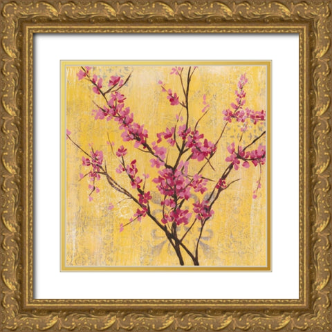 Fuchsia Blossoms I Gold Ornate Wood Framed Art Print with Double Matting by Goldberger, Jennifer