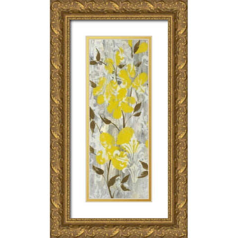 Buttercups on Grey I Gold Ornate Wood Framed Art Print with Double Matting by Goldberger, Jennifer