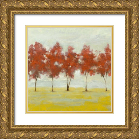 Terra Cotta Trees II Gold Ornate Wood Framed Art Print with Double Matting by Goldberger, Jennifer