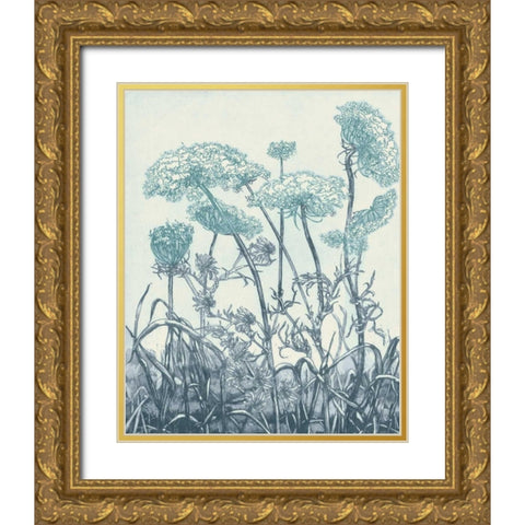 Indigo Fields II Gold Ornate Wood Framed Art Print with Double Matting by Vision Studio