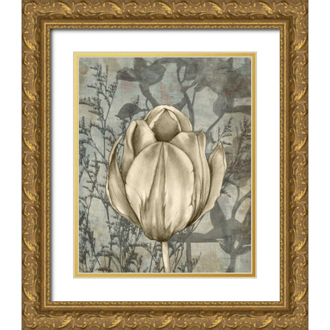 Tulip and Wildflowers I Gold Ornate Wood Framed Art Print with Double Matting by Goldberger, Jennifer