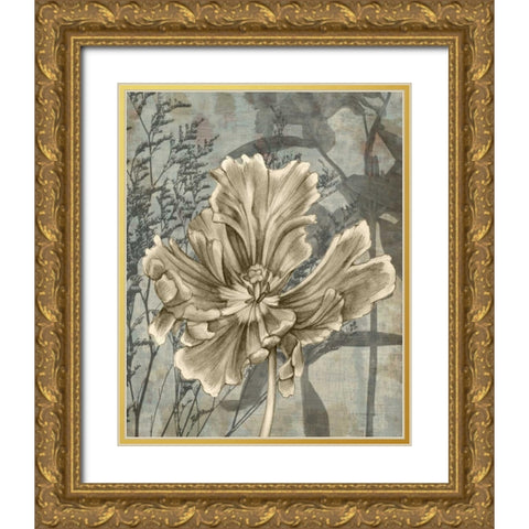 Tulip and Wildflowers II Gold Ornate Wood Framed Art Print with Double Matting by Goldberger, Jennifer