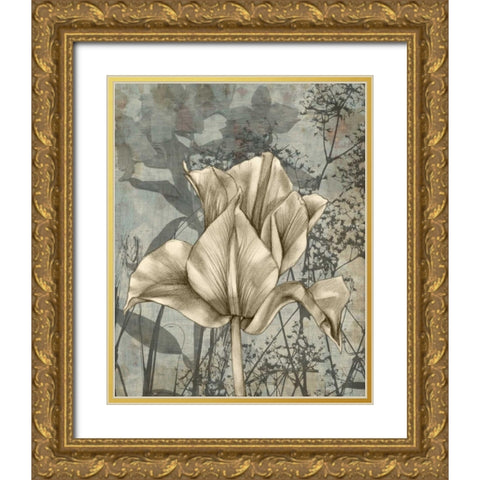 Tulip and Wildflowers IV Gold Ornate Wood Framed Art Print with Double Matting by Goldberger, Jennifer