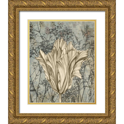 Tulip and Wildflowers V Gold Ornate Wood Framed Art Print with Double Matting by Goldberger, Jennifer