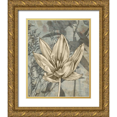 Tulip and Wildflowers VI Gold Ornate Wood Framed Art Print with Double Matting by Goldberger, Jennifer