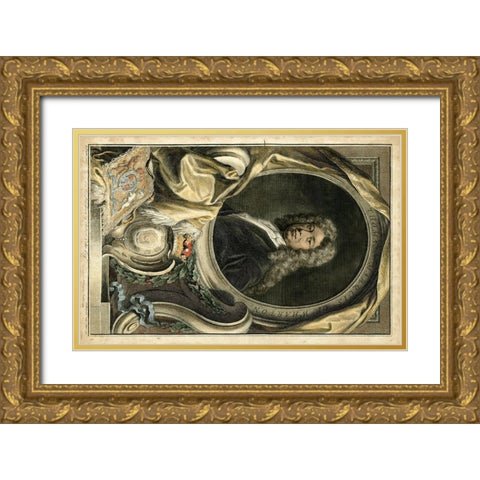 Houbraken Portrait II Gold Ornate Wood Framed Art Print with Double Matting by Houbraken, J.