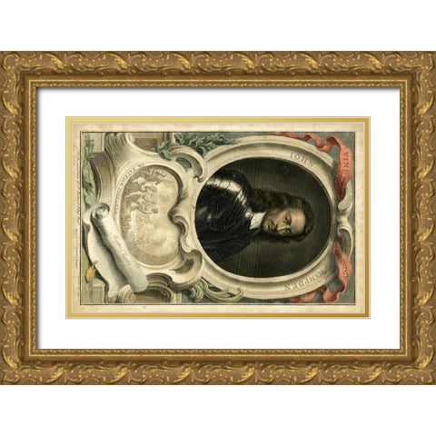Houbraken Portrait III Gold Ornate Wood Framed Art Print with Double Matting by Houbraken, J.