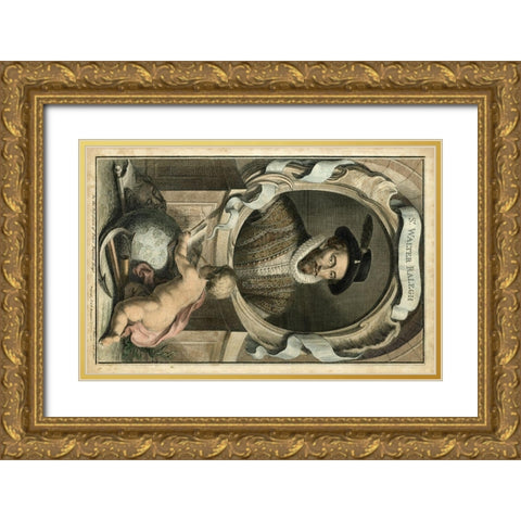 Houbraken Portrait V Gold Ornate Wood Framed Art Print with Double Matting by Houbraken, J.