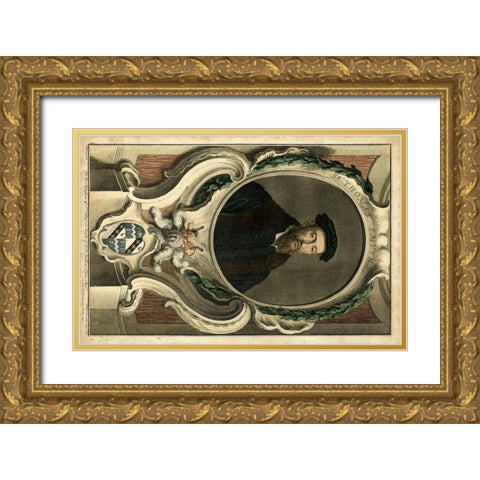 Houbraken Portrait VI Gold Ornate Wood Framed Art Print with Double Matting by Houbraken, J.