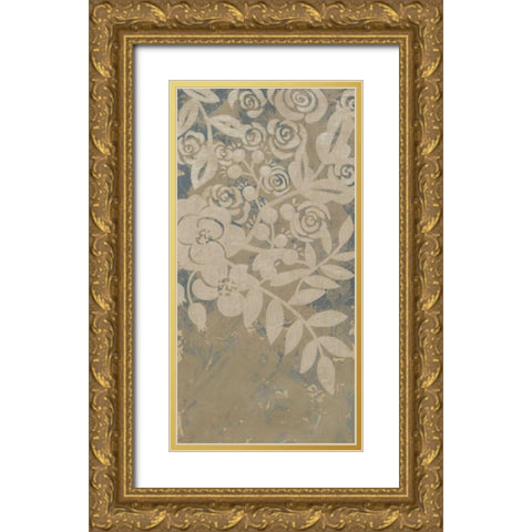 Linen Chintz I Gold Ornate Wood Framed Art Print with Double Matting by Zarris, Chariklia