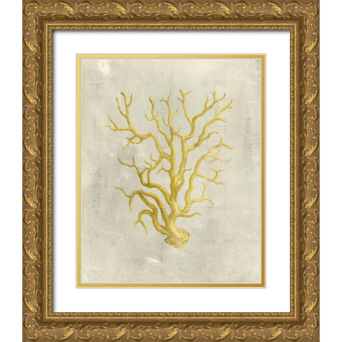 Coral in Mustard  Gold Ornate Wood Framed Art Print with Double Matting by Vision Studio