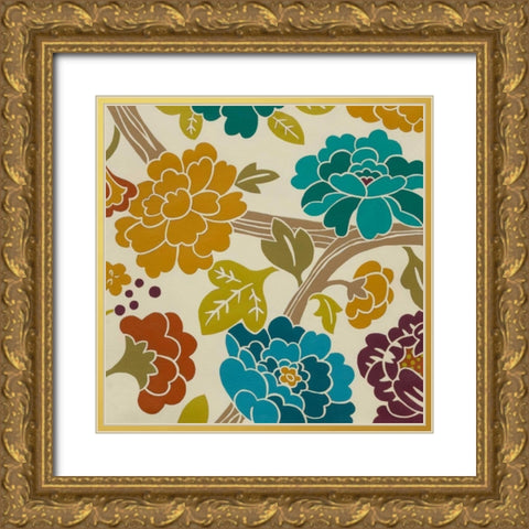 Romance Chintz I Gold Ornate Wood Framed Art Print with Double Matting by Zarris, Chariklia