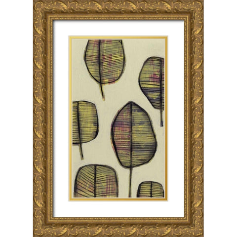 Leaflets I Gold Ornate Wood Framed Art Print with Double Matting by Goldberger, Jennifer