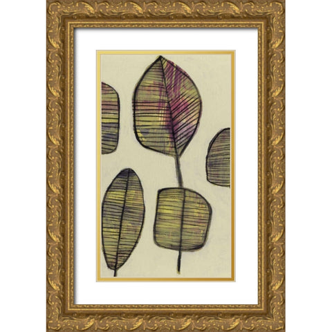 Leaflets II Gold Ornate Wood Framed Art Print with Double Matting by Goldberger, Jennifer