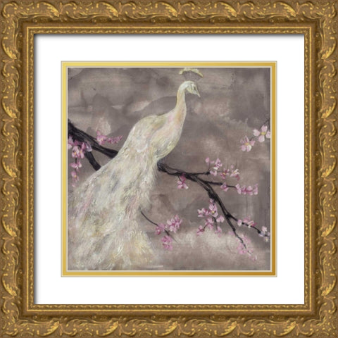 Peacock Serenity I Gold Ornate Wood Framed Art Print with Double Matting by Goldberger, Jennifer