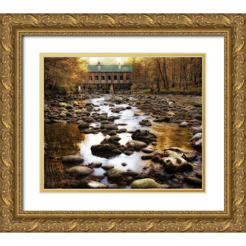 Bridge Over Rocky Waters Gold Ornate Wood Framed Art Print with Double Matting by Head, Danny