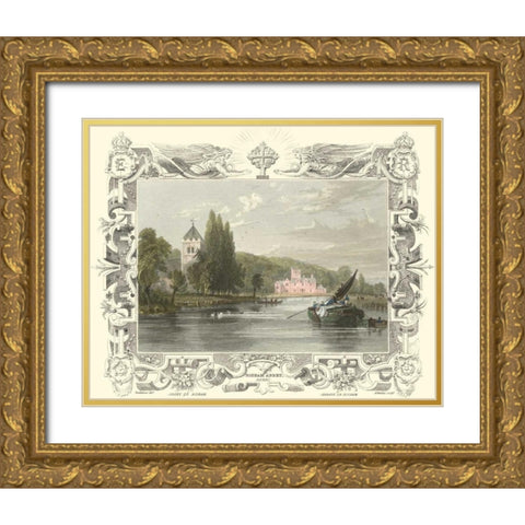 Bisham Abbey Gold Ornate Wood Framed Art Print with Double Matting by Tombleson