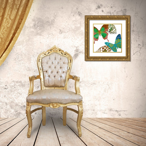 Scattered Butterflies I Gold Ornate Wood Framed Art Print with Double Matting by Jasper, Sisa