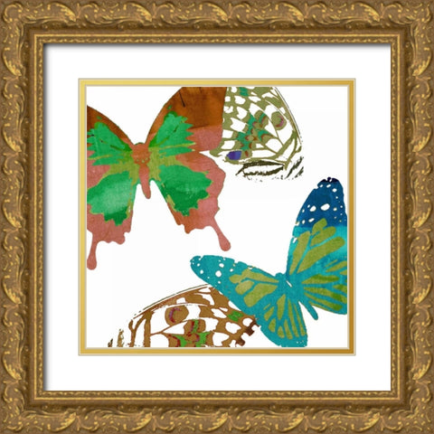 Scattered Butterflies I Gold Ornate Wood Framed Art Print with Double Matting by Jasper, Sisa