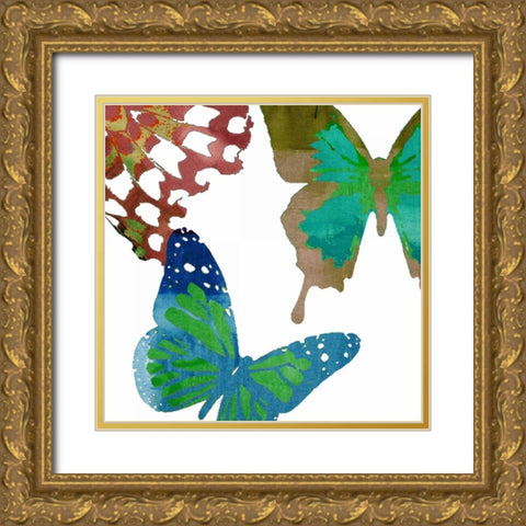 Scattered Butterflies II Gold Ornate Wood Framed Art Print with Double Matting by Jasper, Sisa