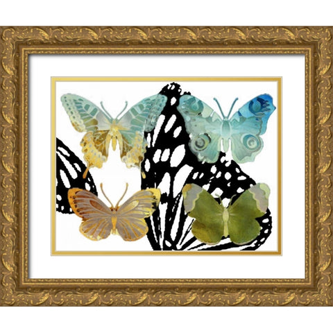 Layered Butterflies IV Gold Ornate Wood Framed Art Print with Double Matting by Jasper, Sisa