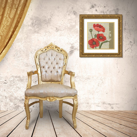 Paris Poppy II Gold Ornate Wood Framed Art Print with Double Matting by Zarris, Chariklia