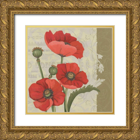 Paris Poppy II Gold Ornate Wood Framed Art Print with Double Matting by Zarris, Chariklia