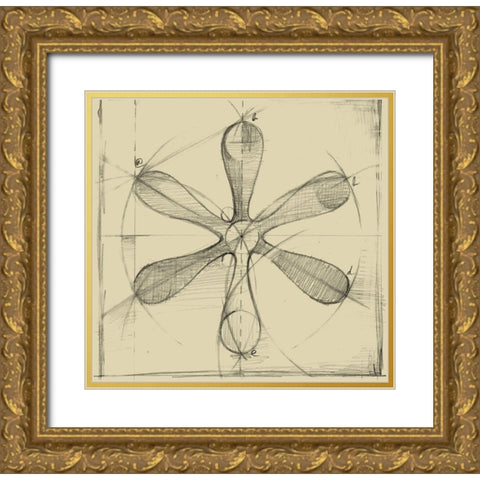 Drafting Symbols IV Gold Ornate Wood Framed Art Print with Double Matting by Harper, Ethan