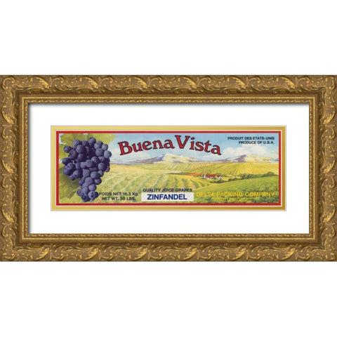 2-Up Vintage Wine Label I Gold Ornate Wood Framed Art Print with Double Matting by Vision Studio