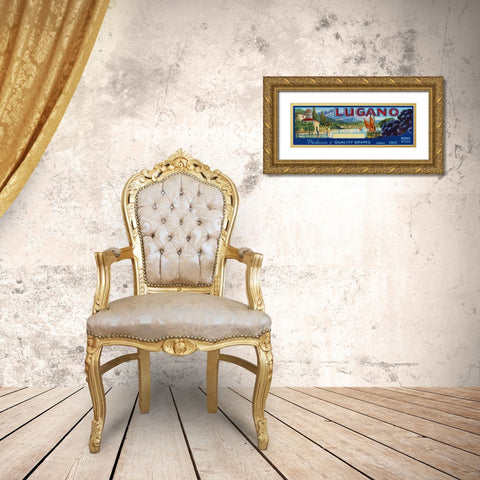 2-Up Vintage Wine Label III Gold Ornate Wood Framed Art Print with Double Matting by Vision Studio