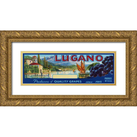 2-Up Vintage Wine Label III Gold Ornate Wood Framed Art Print with Double Matting by Vision Studio